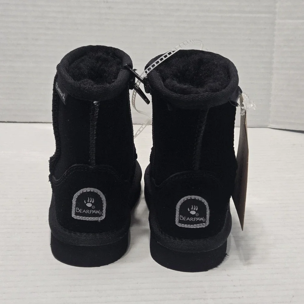New Bearpaw Toddler Emma‎ Zipper Black Suede Mid-Calf Winter Boots Girls Size 7